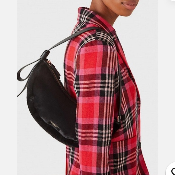 Kate Spade Smile Crescent Elegant Black Faux Fur Shoulder Bag - Picture 8 of 8